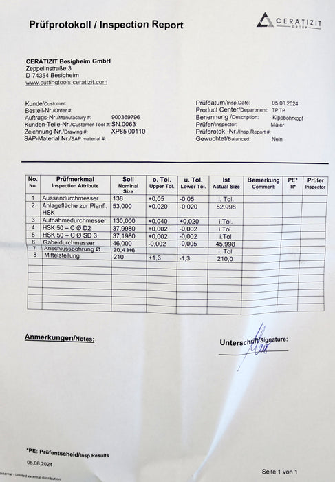 Bild des Artikels KRAUSECO-/-CERATIZIT-/-GÜHRUNG-Kippbohrkopf-GM-300-HSK-C50-ME-1:85-überholt