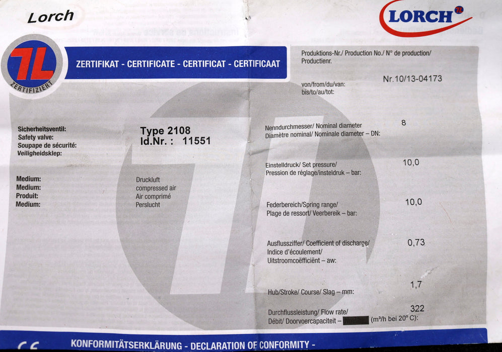 Bild des Artikels LORCH-Sicherheitsventil-Type-2108-DN8-mit-Zertifikat-10bar-G-1/2"-Außengewinde