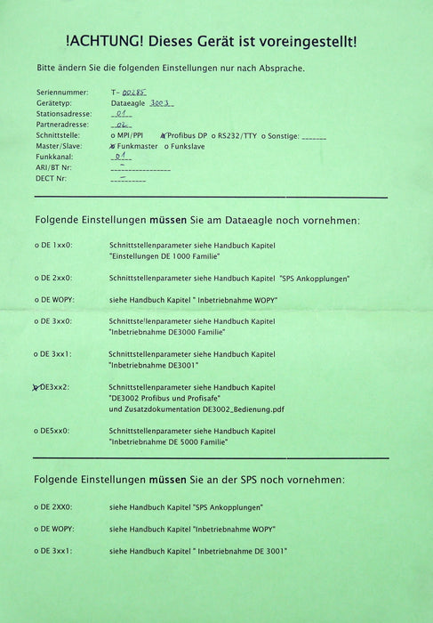 Bild des Artikels SCHILDKNECHT-Funkmaster-DATAEAGLE-3003-Mit-Einstellblatt-9-33VDC-2W-Profibus-DP