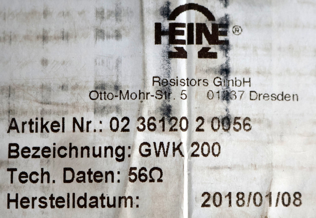 Bild des Artikels ABUS-/-HEINE-Bremswiderstand-GWK200-56Ohm-400V-1200W-Art.Nr.-02-36120-2-0056