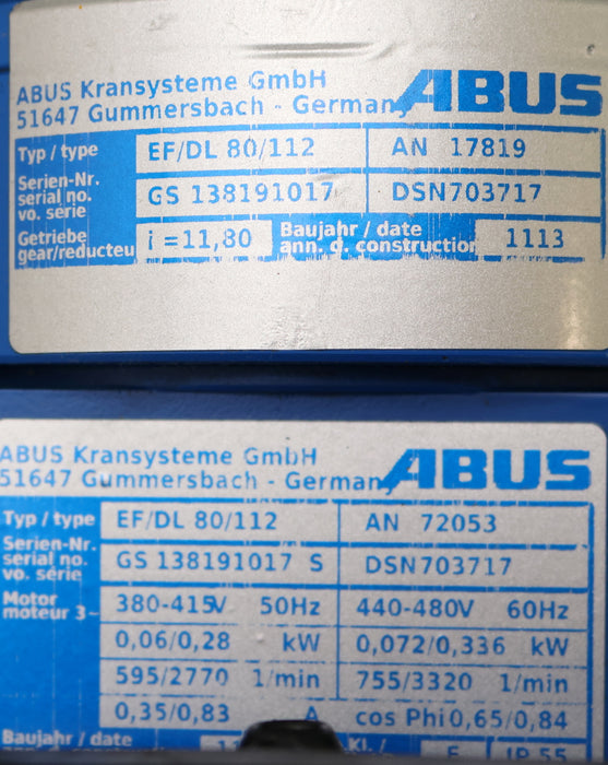 Bild des Artikels ABUS-Antriebsmotor-EF/DL-80/112-380-415V-50Hz-0,06/0,28kW-595/2770U/min