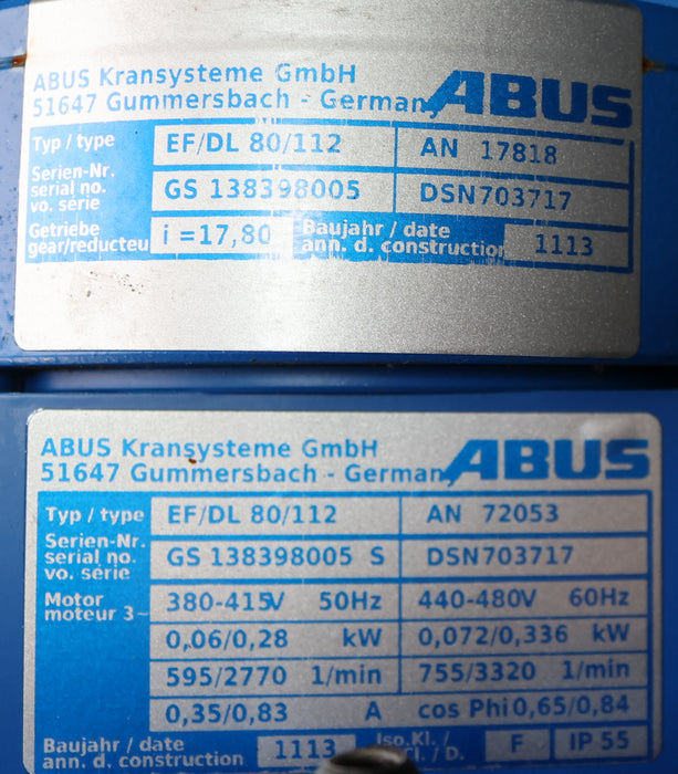 Bild des Artikels ABUS-Fahrantrieb-EF/DL-80/112-380-415V-50Hz-0,06/0,28kW-595/2770U/min