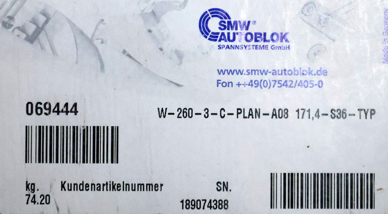 Bild des Artikels SMW-AUTOBLOK-Wellenspannfutter-Art.Nr.-6823895-Typ-W-260-3-C-PLAN-A08-unbenutzt