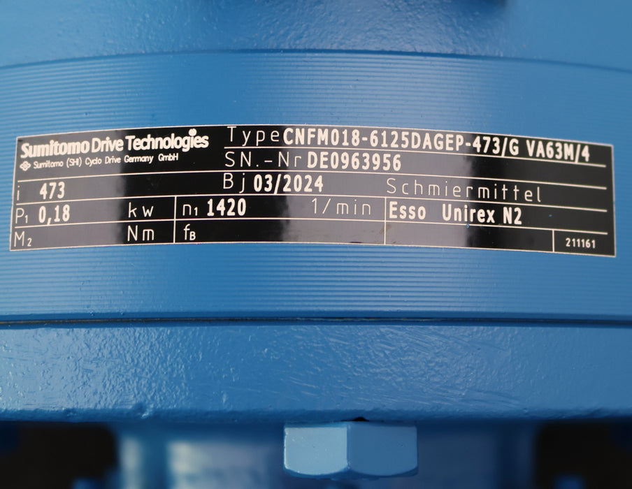 Bild des Artikels SUMITOMO-Cyclo-Getriebemotor-CNFM018-6125DAGEP-473/G-VA63M/4-i=-473-P1=-0,18kW