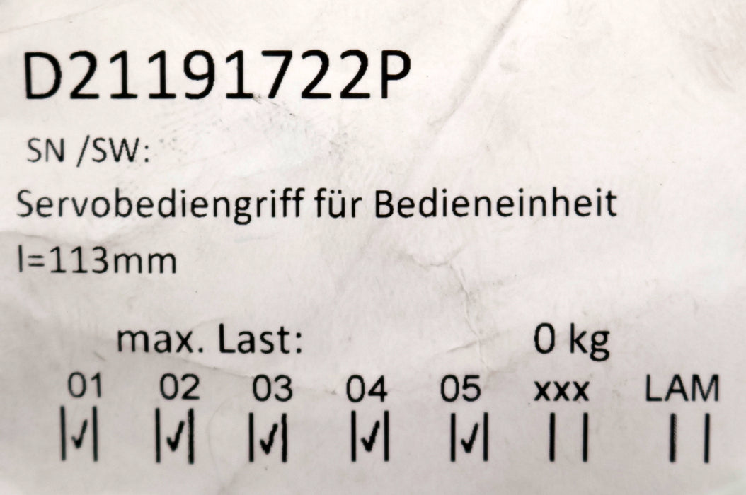 Bild des Artikels INDEVA-Servobediengriff-für-Bedieneinheit-D21191722P-L=-113mm-für-Type-E80R