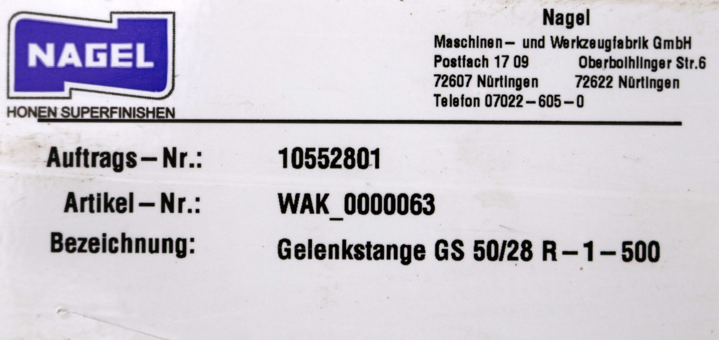 Bild des Artikels NAGEL-Gelenkstange-WAK_0000063-Bezeichnung-GS-50/28-R-1-500-Länge-500mm