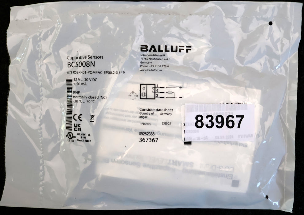 Bild des Artikels BALLUFF-Kapazitive-Füllstandssensor-BCS008N-BCS-R08RR01-POMFAC-EP00,2-GS49