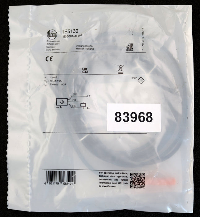 Bild des Artikels IFM-Induktiver-Sensor-IE5130-IE-3001-APKG-Schaltabstand-1mm-10…36VDC-unbenutzt