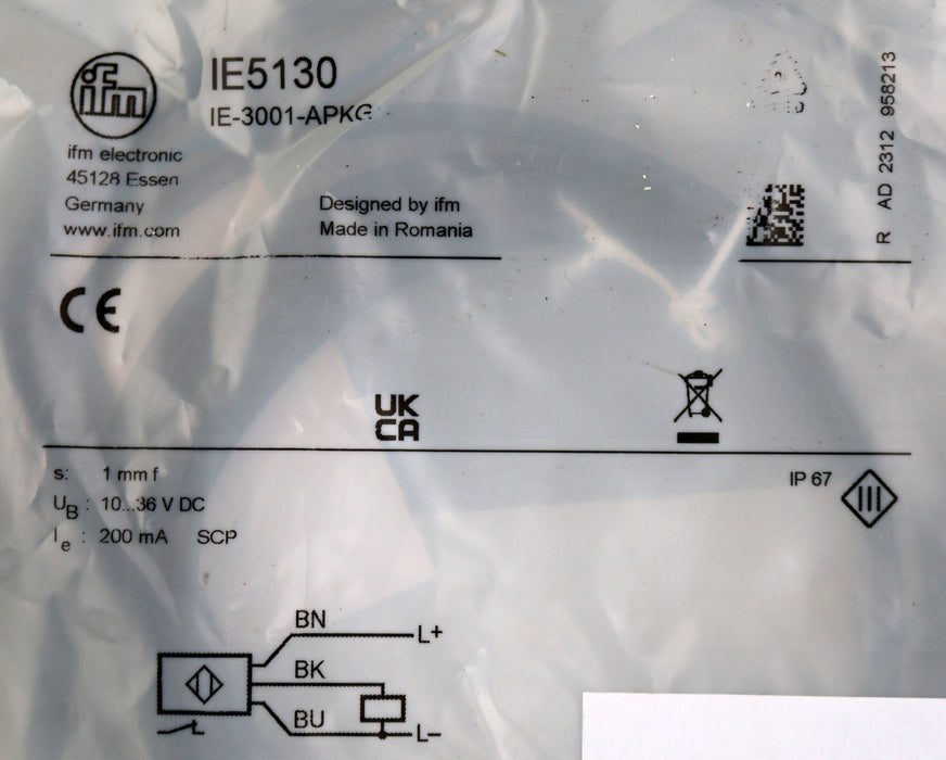 Bild des Artikels IFM-Induktiver-Sensor-IE5130-IE-3001-APKG-Schaltabstand-1mm-10…36VDC-unbenutzt