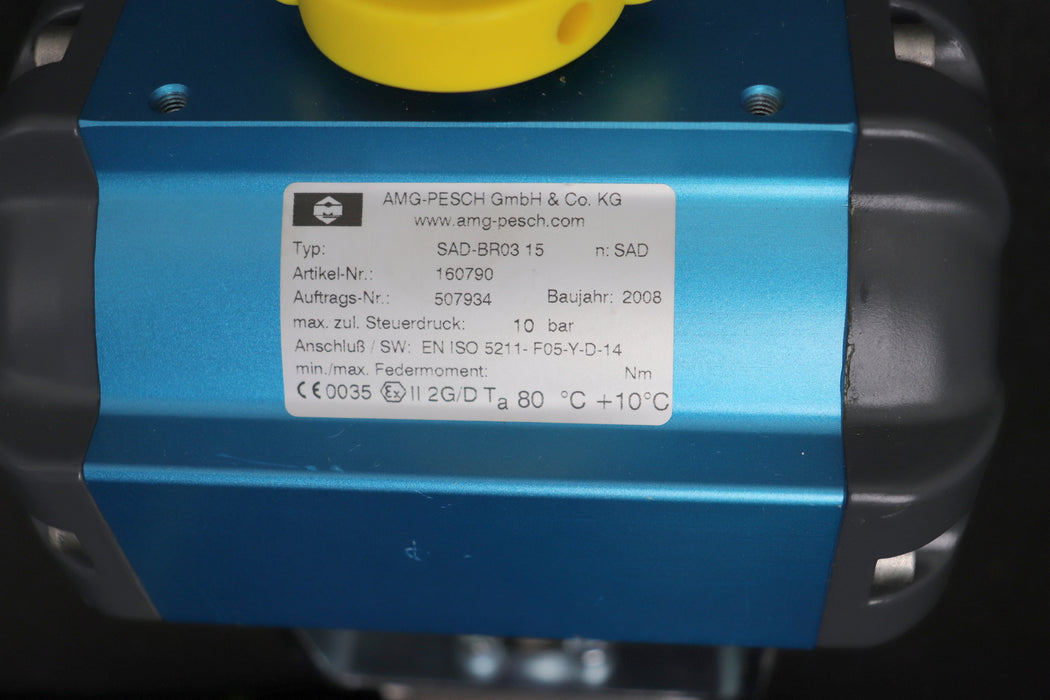 AMG-PESCH Aktuator Typ SAD-BR03 15 Art.Nr. 160790 mit Kugelhahn