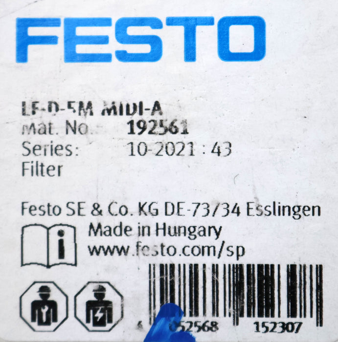 Bild des Artikels FESTO-Filter-LF-D-5M-MIDI-A-Mat.Nr.-192561-ohne-Metallschutzkorb-unbenutzt