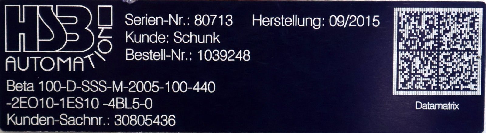 Bild des Artikels HSB-SCHUNK-Spindelatrieb-Typ-100-D-SSS-M-2005-100-440-2EO10-1ES10-4BL5-0