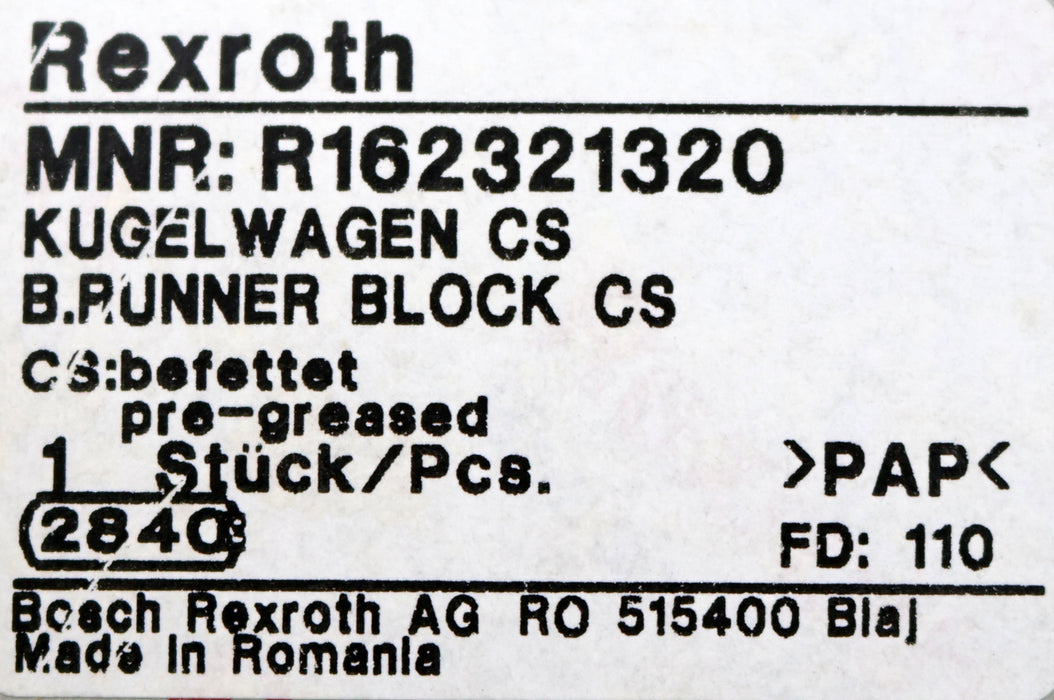 Bild des Artikels REXROTH-Kugelwagen-KWD-025-SLS-C1-H-1-MNR:-R162321320-Nenngröße-25mm-unbenutzt