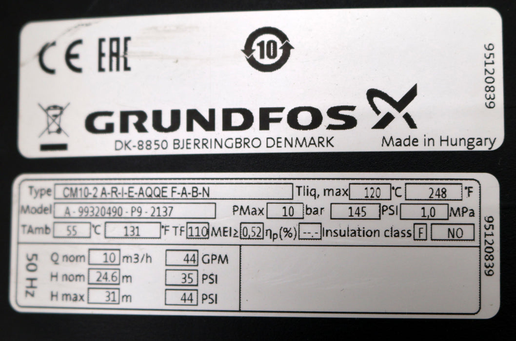 Bild des Artikels GRUNDFOS-Kreiselpumpe-Type-CM10-2A-R-I-E-AQQE-F-A-B-N-Model-A-99320490-P9-2137