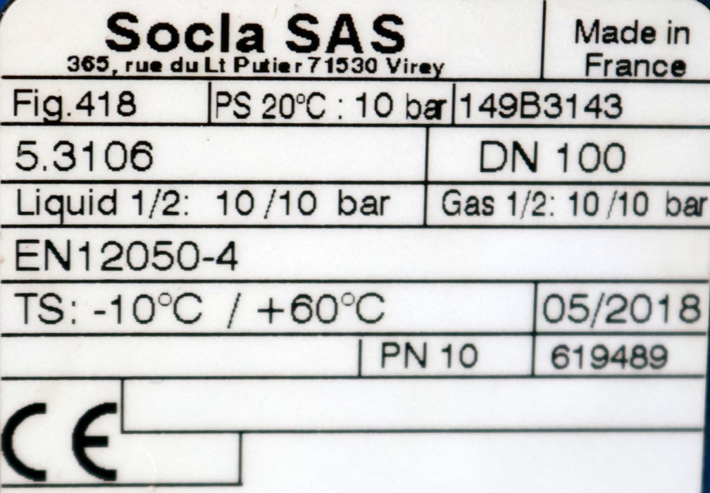 Bild des Artikels SOCLA-SAS-Kugel-Rückflussverhinderer-418-Best.Nr.-149B3143-DN100-PN10-10bar