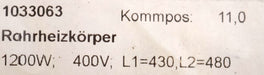 Bild des Artikels Rohrheizkörper-1200W-400VAC-Gesamtmasse-480x120mm-Kabellänge-1m-1033063