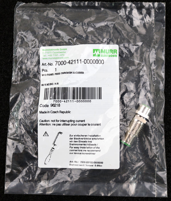 Bild des Artikels MURR-2x-M12-Schaltschrankdurchführung-Art.Nr-7000-42111-0000000-5-polig-60VAC/DC