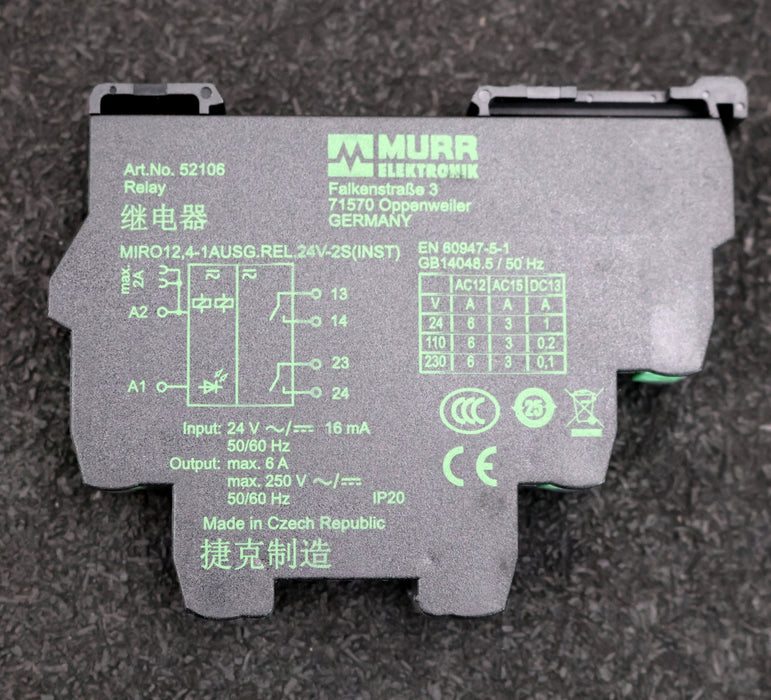Bild des Artikels MURR-Ausgangsrelais-Art.Nr.-52106-MIRO-12,4-24V-2S-IN:-24VAC/DC-OUT:-250VAC/DC