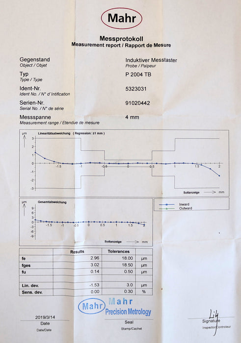 Bild des Artikels MAHR-induktiver-Messtaster-Type-P2004TB-No.-5323031-Messbereich-±-2-mm-unbenutzt