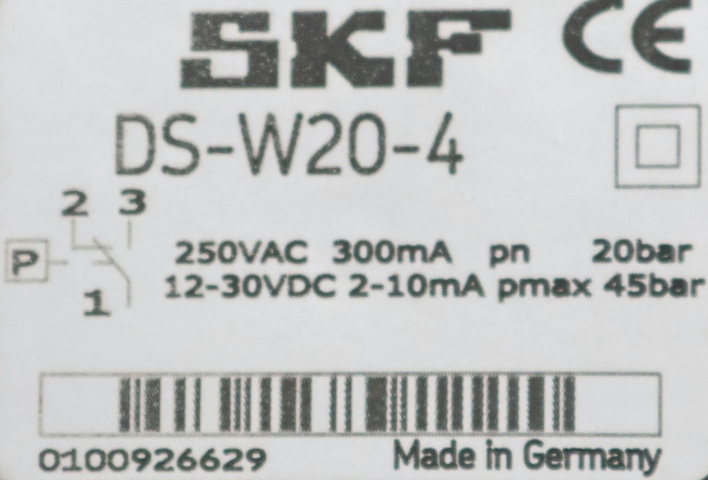 Bild des Artikels SKF-Druckschalter-DS-W20-4-250VAC-300mA-Pn-20bar-12-30VDC-2-10mA-Pmax.-45bar