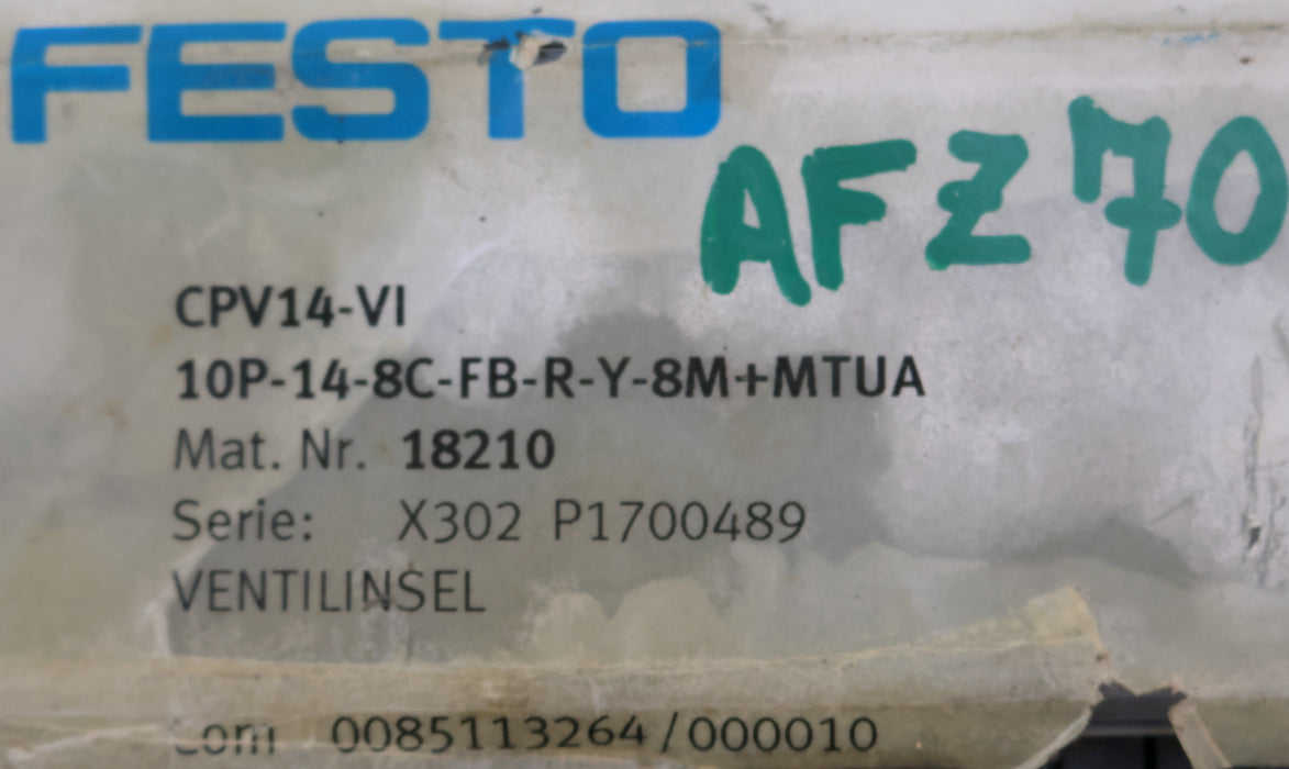 Bild des Artikels FESTO-Ventilinsel-CPV14-VI-10P-14-8C-FB-R-Y-8M+MTUA-Mat.Nr.-18210-gebraucht