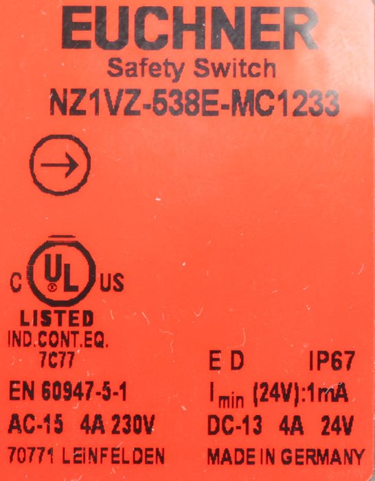 Bild des Artikels EUCHNER-Sicherheitsschalter-NZ1VZ-538E-MC1233-ID-Nr.-093858-230VAC-4A-1mA