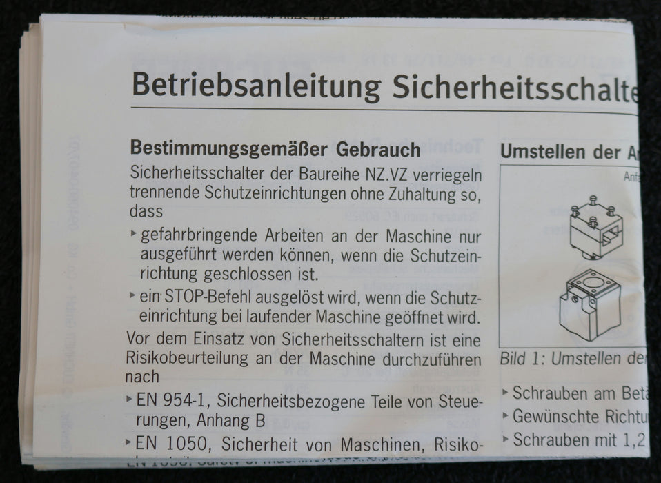 Bild des Artikels EUCHNER-Sicherheitsschalter-NZ1VZ-538E-MC1233-ID-Nr.-093858-230VAC-4A-1mA