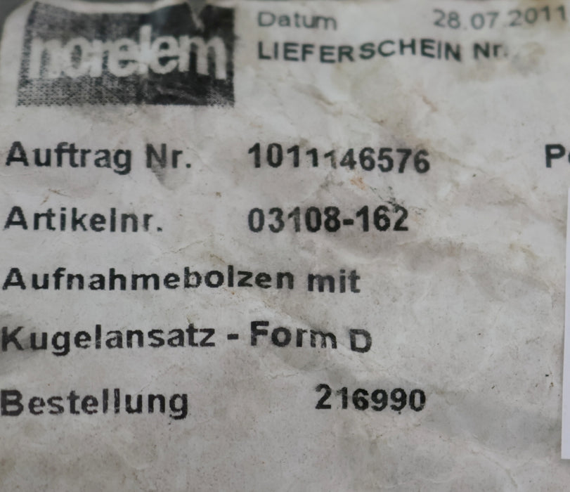Bild des Artikels NORELEM-Aufnahmebolzen-mit-Kugelansatz-Form-D-Art.Nr.-03108-162-unbenutzt
