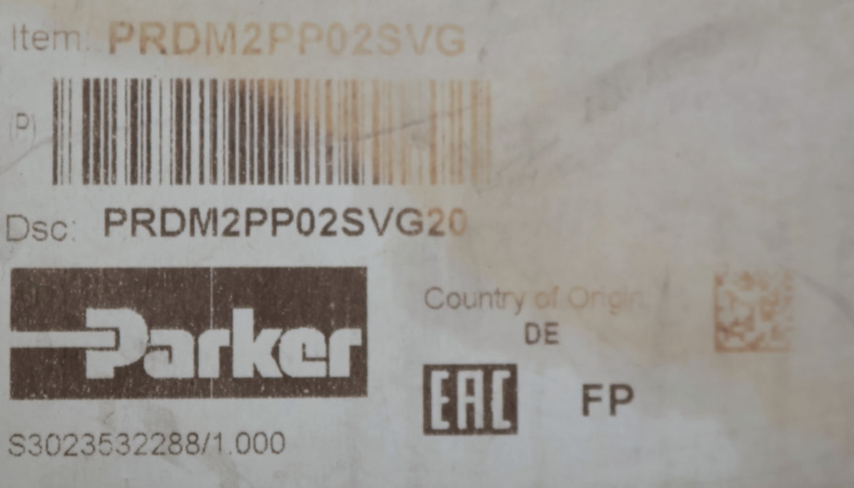 Bild des Artikels PARKER-Druckreduzierventil-PRDM2PP02SVG20-Pmax.-350bar-P=-25bar-unbenutzt