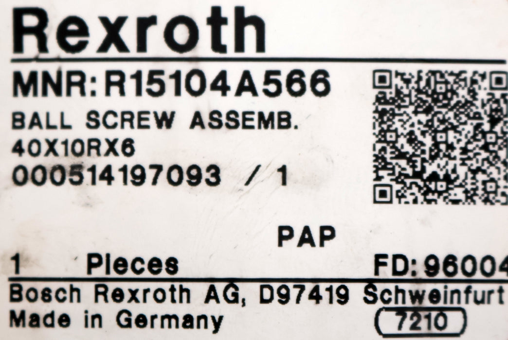 Bild des Artikels REXROTH-Kugelgewindetrieb-mit-einer-Mutter-MNR:-R15104A566-40x10Rx6-unbenutzt