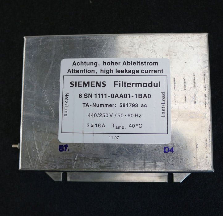 Bild des Artikels SIEMENS-Filtermodul-6SN1111-0AA01-1BA0-440/250V-50-60Hz-3x-16A-unbenutzt-in-OVP