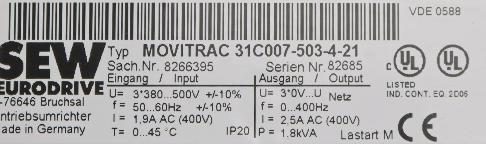 Bild des Artikels SEW-Antriebsumrichter-MOVITRAC-31C007-503-4-21-mit-Bediengerät-FBG31C-08