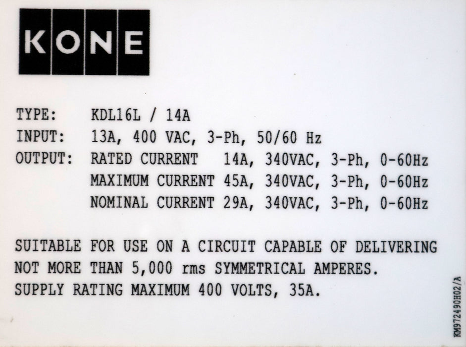 Bild des Artikels KONE-Frequenzumrichter-KDL16L-14A-Input:-13A-400VAC-3-Ph-50/60Hz-Output-14A