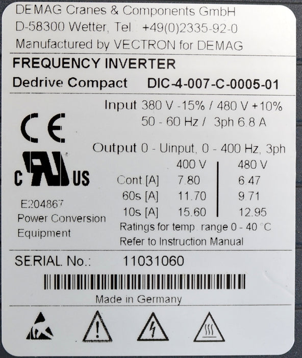 Bild des Artikels DEMAG-Frequenzumrichter-DIC-4-007-C-0005-Id.-Nr.:-71980433-unbenutzt-in-OVP