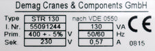 Bild des Artikels DEMAG-Transformator-Type-STR-130-Id.-Nr.:-55091244-230V-130VA-50/60Hz-0,57A