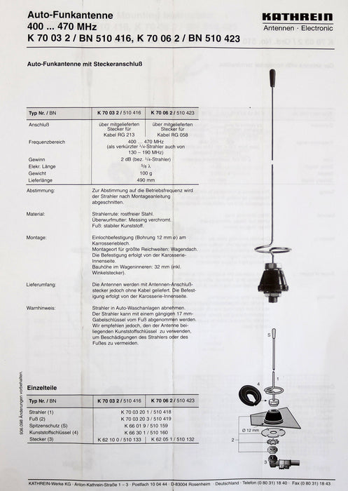 Bild des Artikels KATHREIN-Auto-Funkantenne-400…470MHz-TH-ZB/AN-02-S