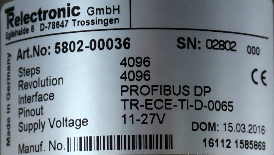 Bild des Artikels TR-ELECTRONIC-Absolutwertgeber-Art.Nr.-5802-00036-Steps:-4096-Profibus-DP