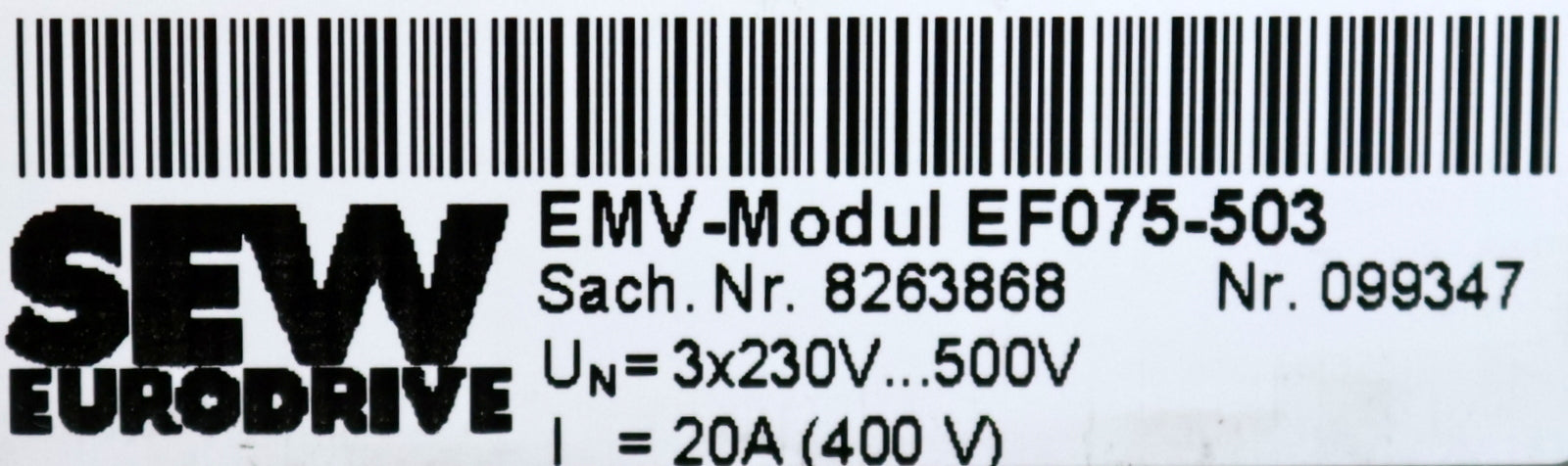 Bild des Artikels SEW-EMV-Modul-EF075-503-Sach.Nr.-8263868-UN:-3x230…500V-20A-gebraucht