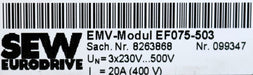 Bild des Artikels SEW-EMV-Modul-EF075-503-Sach.Nr.-8263868-UN:-3x230…500V-20A-gebraucht