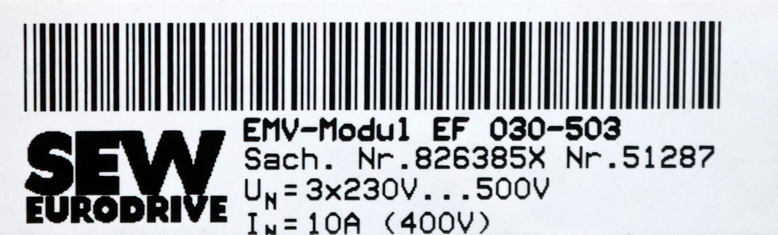 Bild des Artikels SEW-EMV-Modul-EF030-503-Sach.Nr.-826385X-UN:-3x230…500V-10A-gebraucht