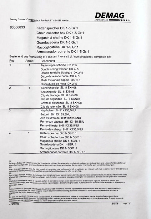 Bild des Artikels DEMAG-Kettenspeicher-DK-1-5-Gr.-1-Id.Nr.:-83606833-unbenutzt-in-OVP