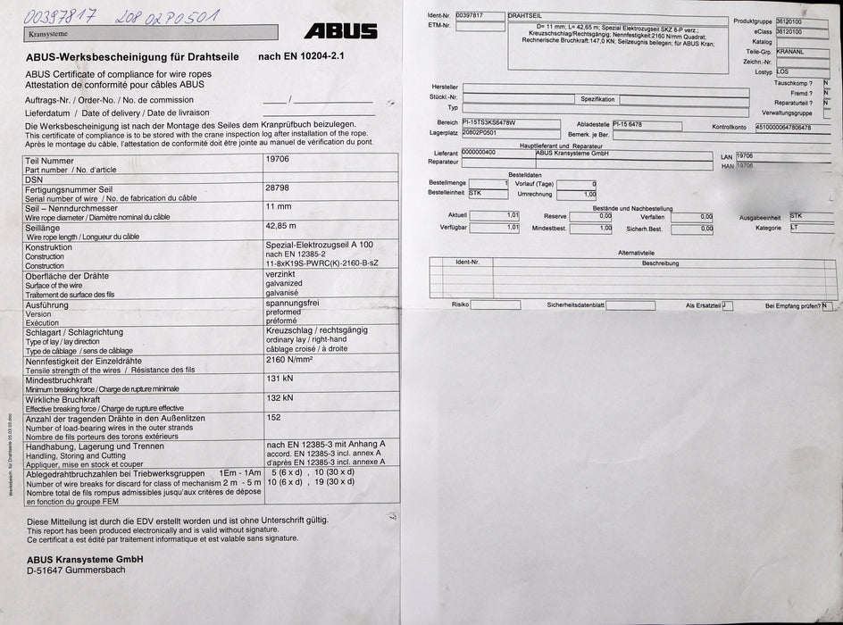 Bild des Artikels ABUS-42,85m-Spezial-Elektrozugseil-11-8xK19S-PWRC(K)-2160-B-sZ-DrahtØ-11mm
