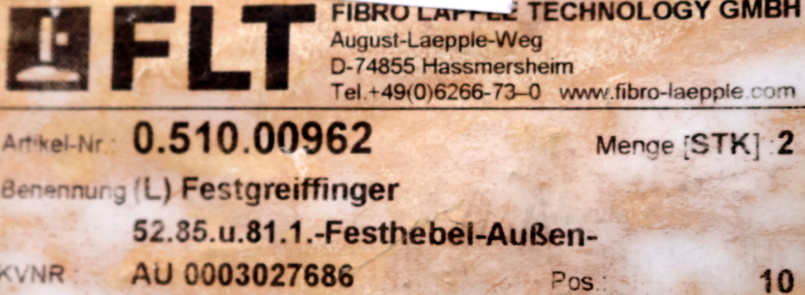 Bild des Artikels FLT-FIBRO-LÄPPLE-2x-Festgreiffinger-A.Nr.-0.510.00962-Festhebel-Aussen-unbenutzt