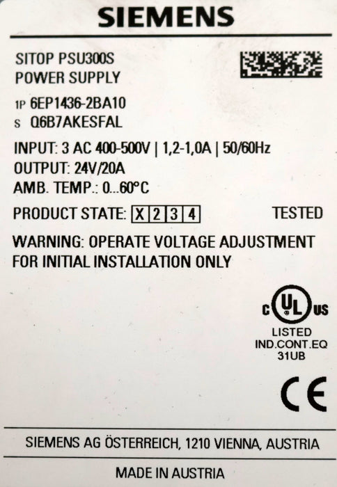 Bild des Artikels SIEMENS-SITOP-PSU300S-Stromversorgung-6EP1436-2BA10-Eingang-3AC-400-500V