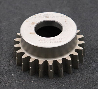 LORENZ Glockenschneidrad m= 3,5mm EGW 20° Z= 22 haP0= 1,166m Ø86x39xØ1 1/4"