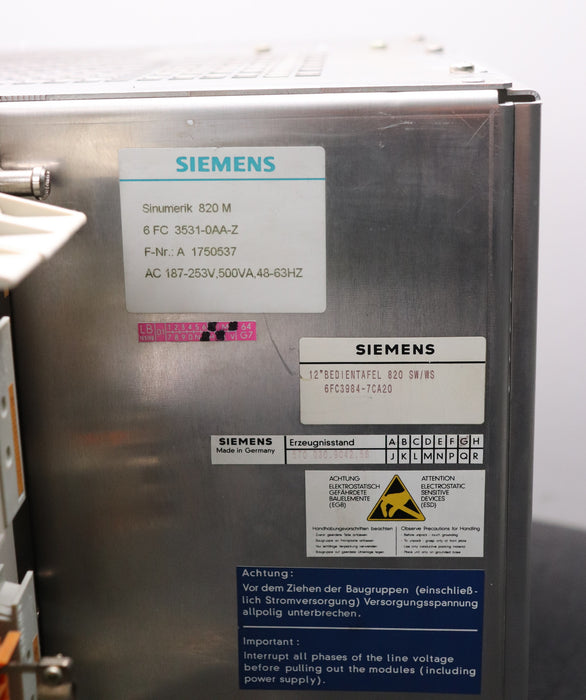 SIEMENS SINUMERIK 820M Bedientafel 6FC3531-0AA-Z Überholt 2017