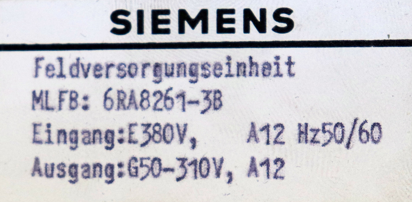SIEMENS SINUMERIK Feldversorgungseinheit 6RA8261-3B unbenutzt