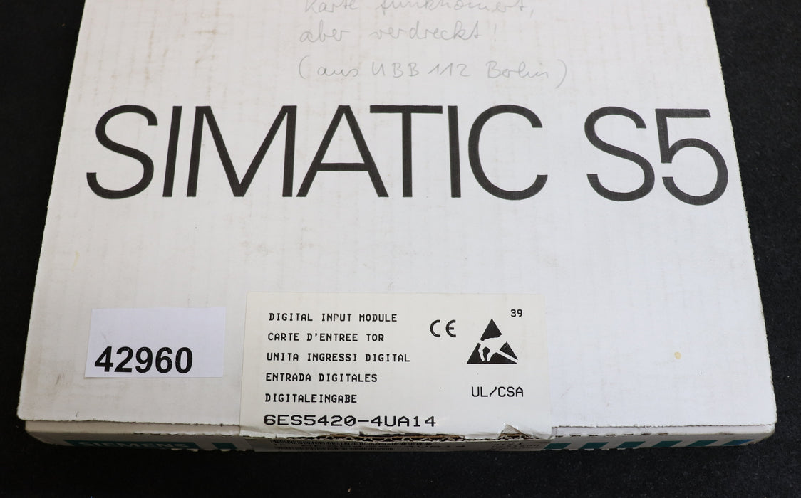 SIEMENS SIMATIC S5 Digitaleingabe 6ES5420-4UA14 Version 1 gebraucht