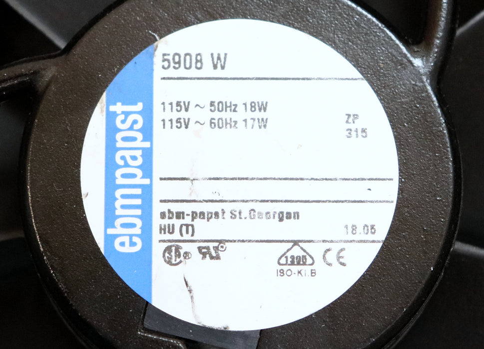 EMB PAPST Axial-Lüfter 5908 W 127x127x38mm 115VAC 50Hz 18W 115VAC 60Hz 17W