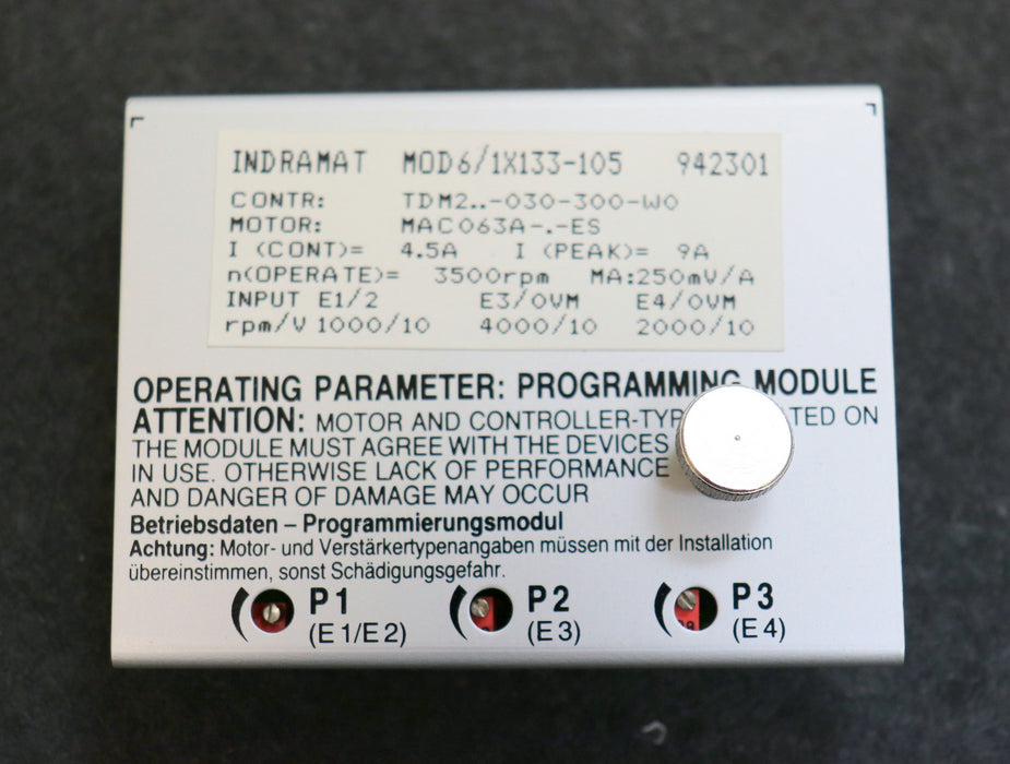 INDRAMAT Programmierungsmodul MOD2/1X133-105 942301 Motor MAC063A-.-ES Contr TDM